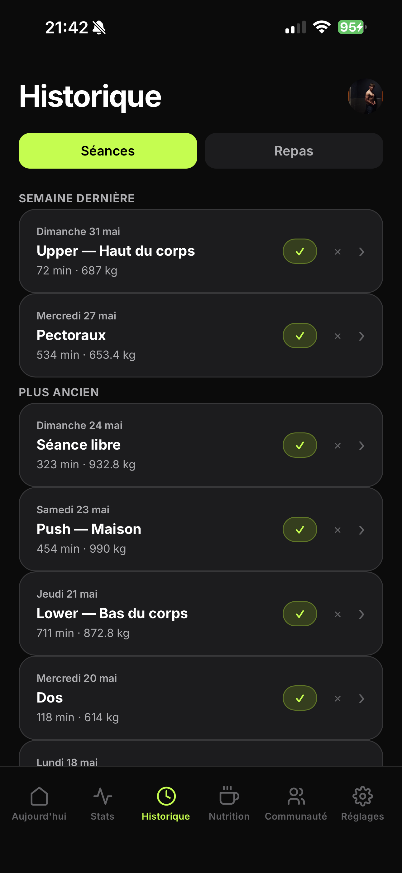 Suivi des séances NovaGYM
